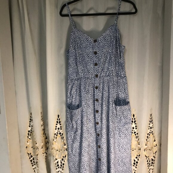 Angashion  Cute Summer Bohemian Spaghetti Strap Button Down Swing Midi Dress XL - Picture 6 of 12